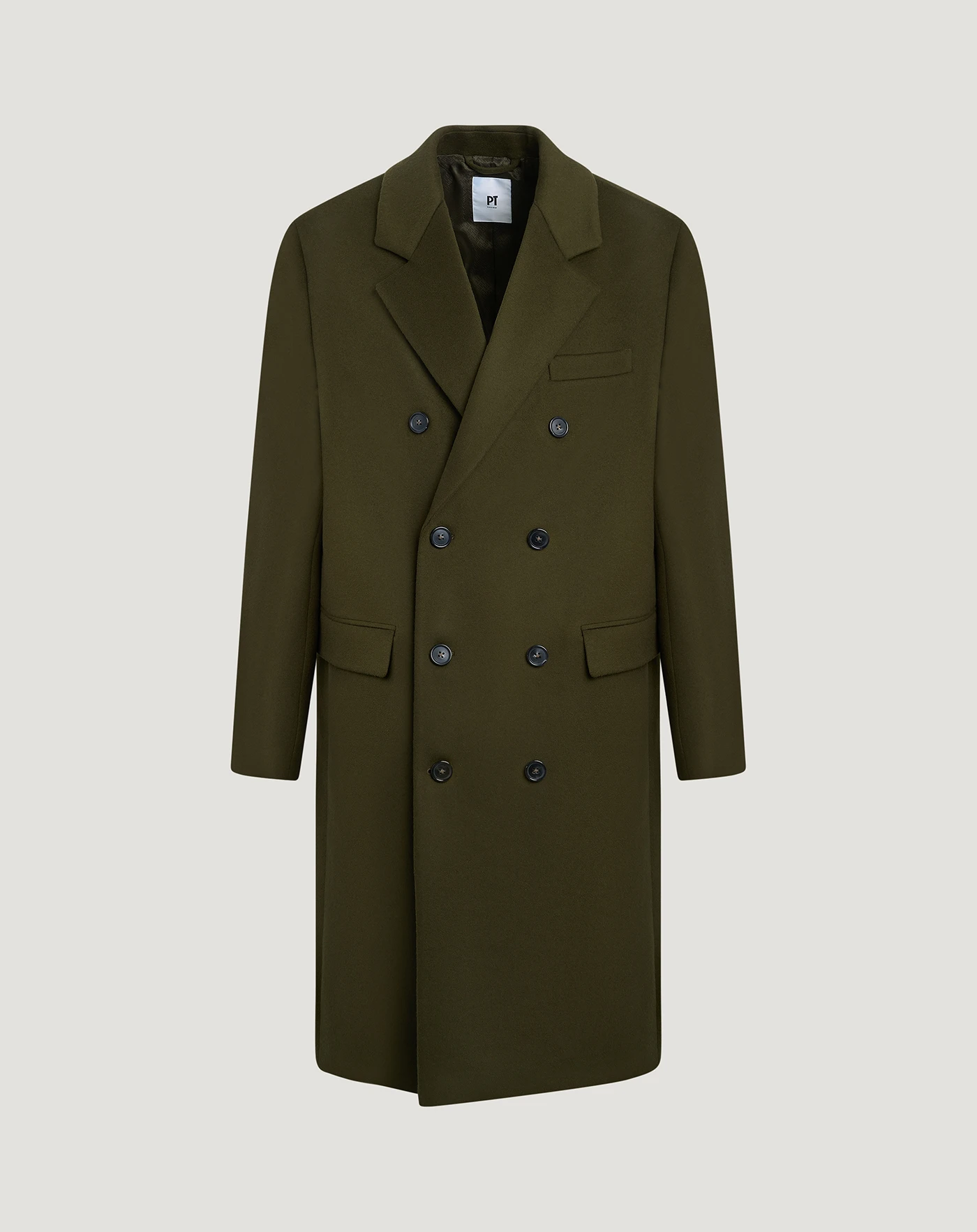Coat in wool and cashmere drap