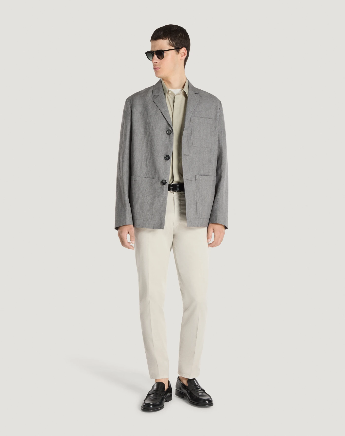 Wool and linen blazer jacket for men, gray | PT Torino