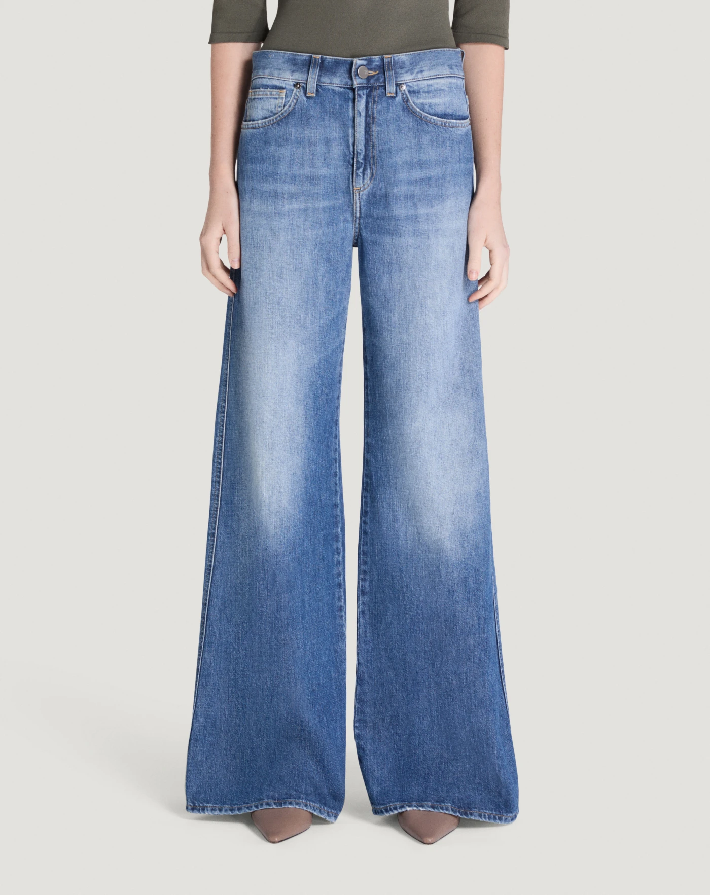 デニム・ジーパン PT TORINO Woman Jeans Denim C1VPRTZ0OA5080 MI03 PT Torino Cyndi wide leg stretch cotton women's jeans