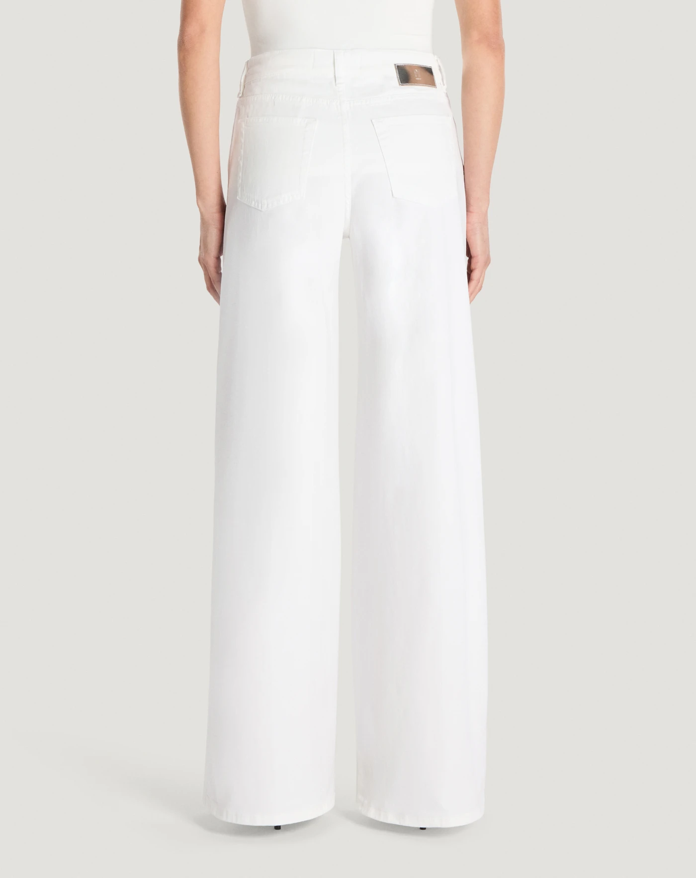 Pantaloni wide leg Cindy in twill stretch da donna, bianco