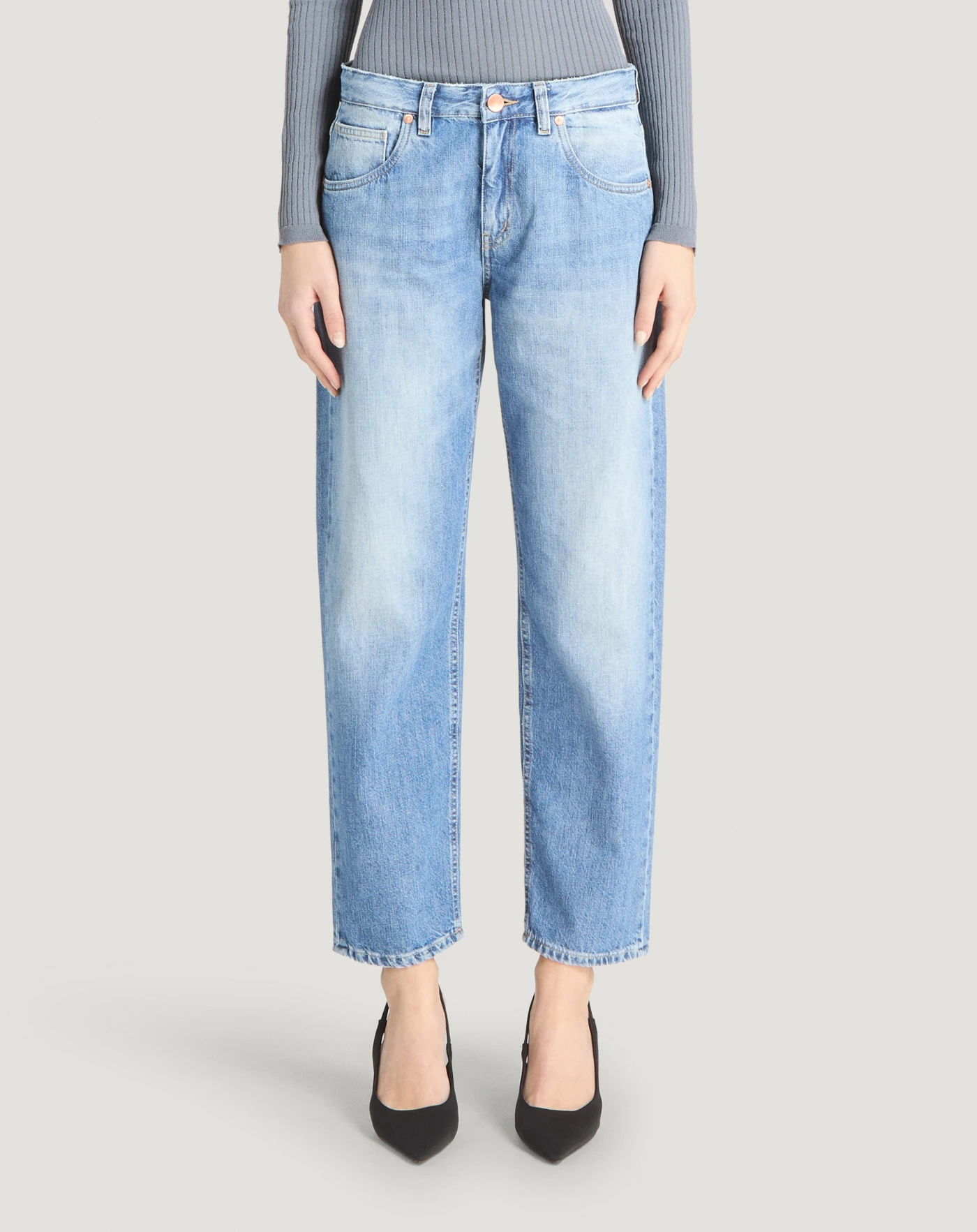 デニム・ジーパン PT TORINO Woman Jeans Blue C1VPMAZ0OA5230 OA5230SK46 PT Torino Cyndi wide leg stretch cotton women's jeans
