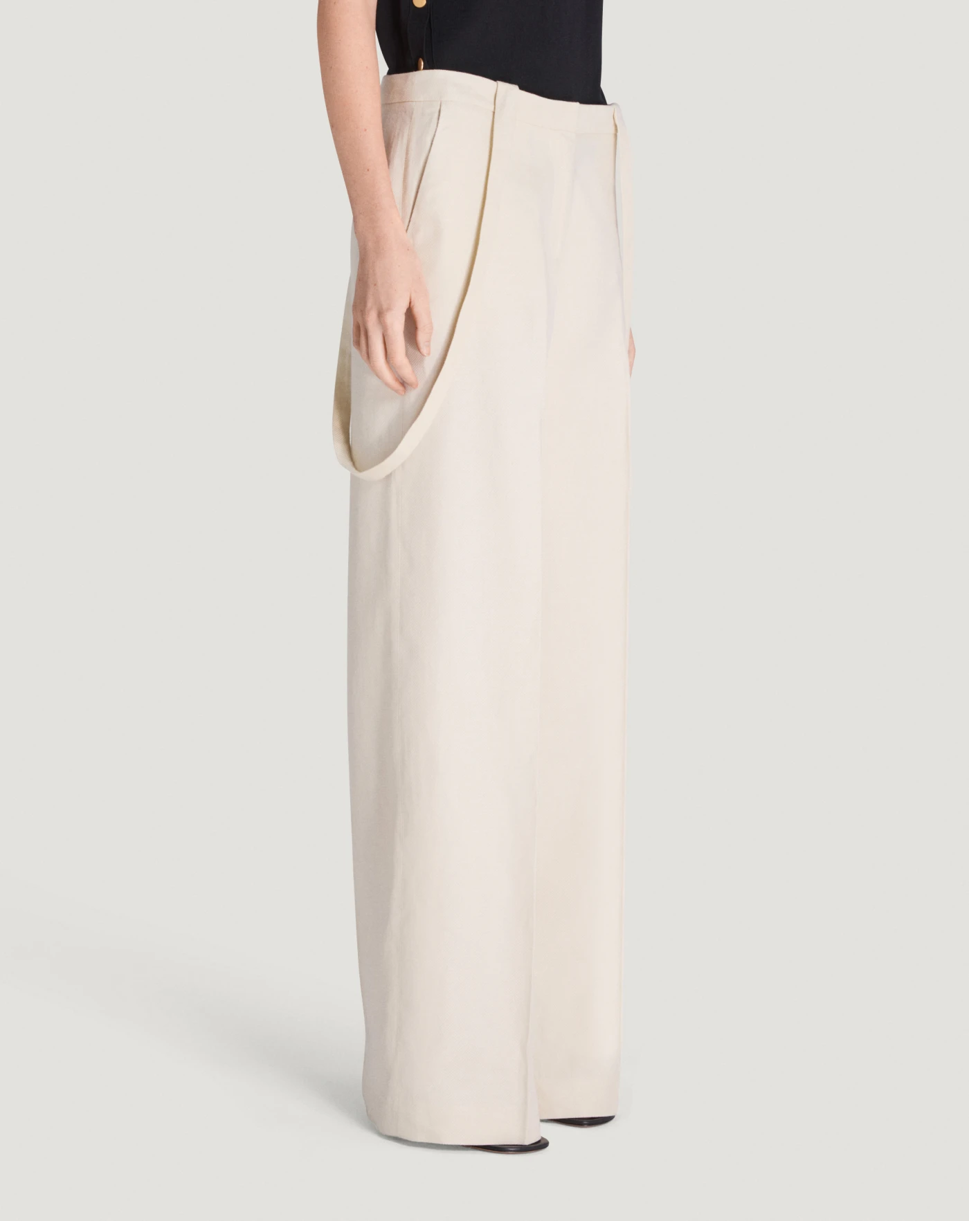 Diana cotton and linen Batavia trousers for women, beige