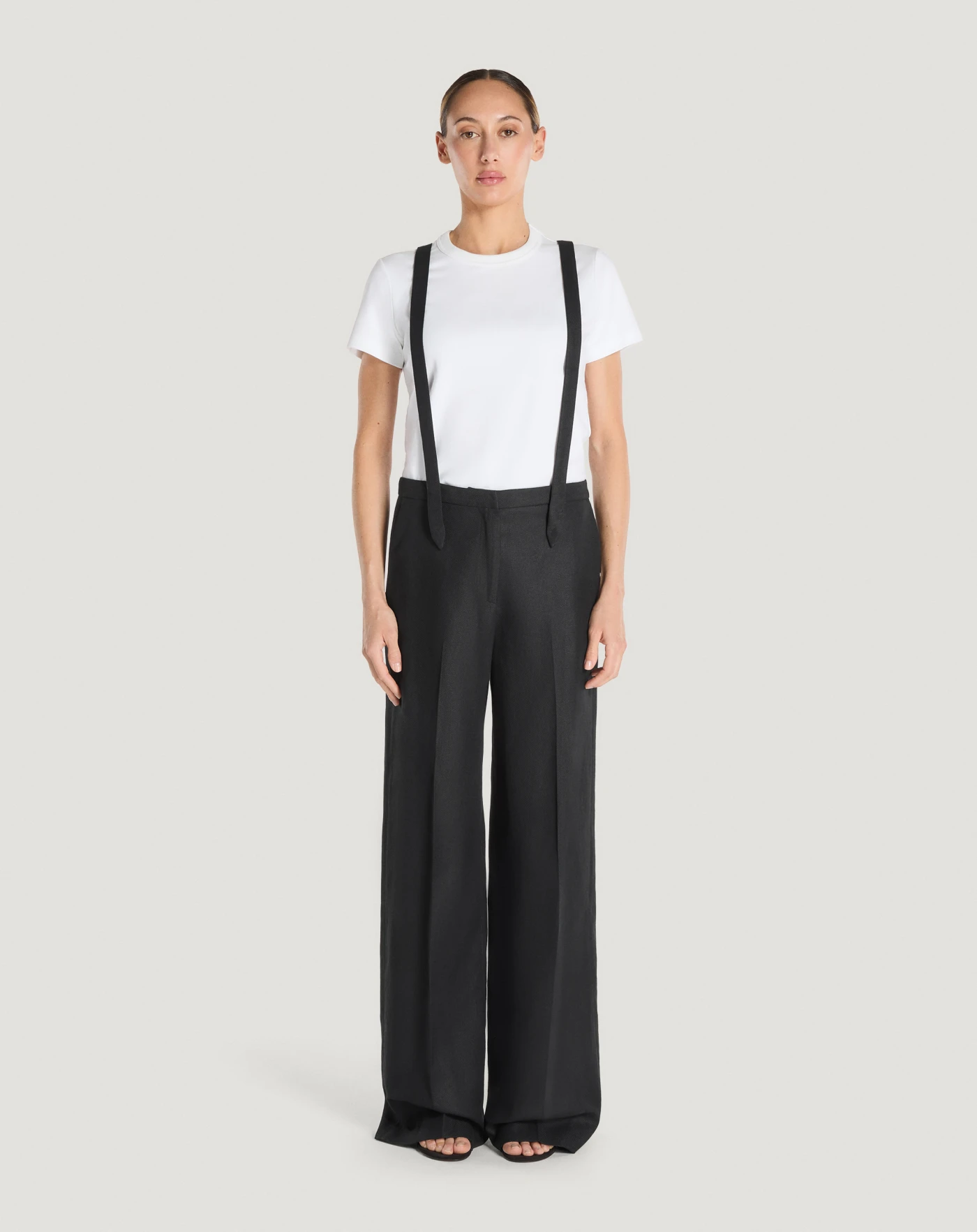 Diana cotton and linen Batavia trousers for women, black