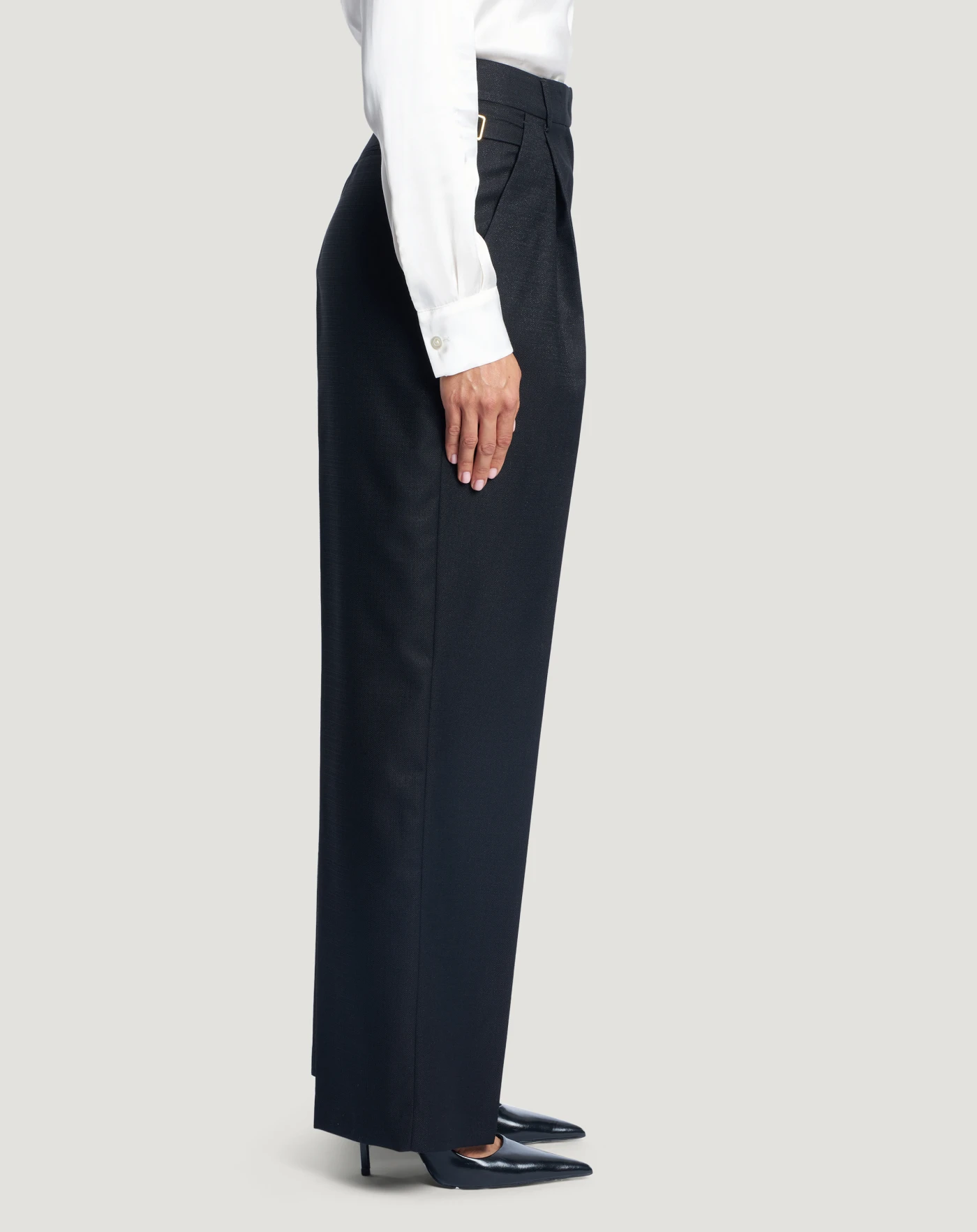 レディースウール Isabelパンツ ルレックス入り ブラック | PT レディースウール Isabelパンツ ルレックス入り ブラック | PT