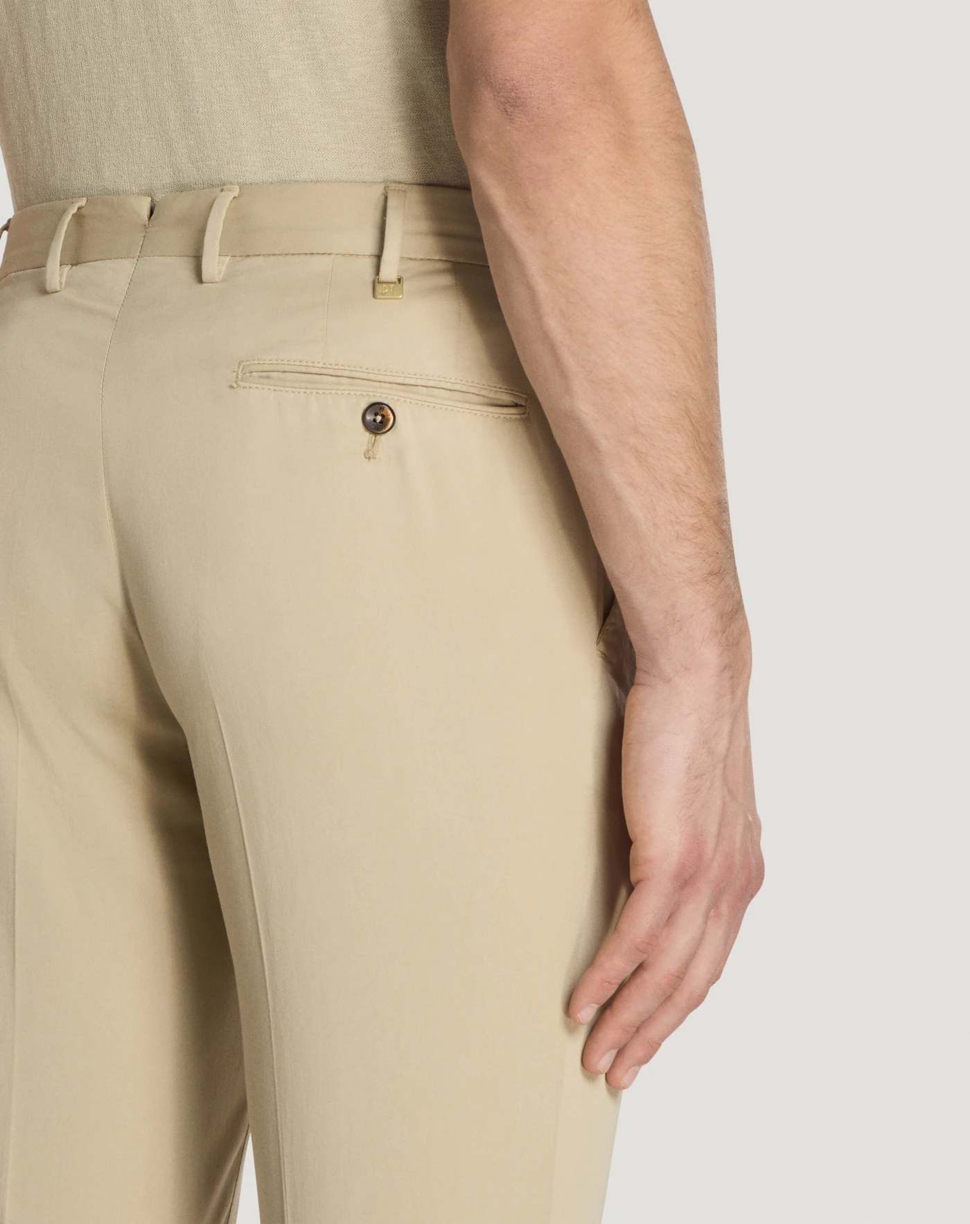 Slim silkochino trousers for men, beige | PT Torino