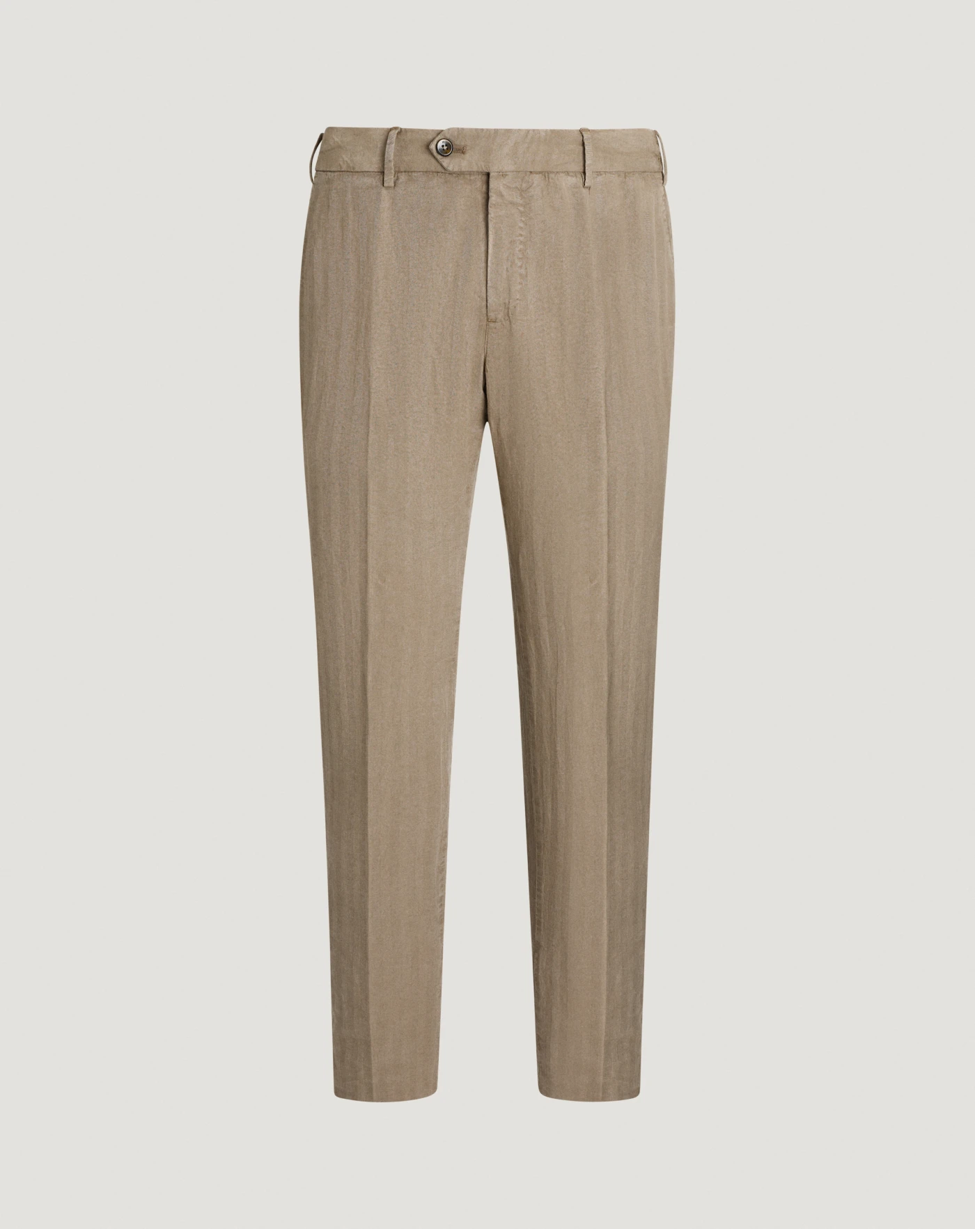 Slim herringbone cotton and linen trousers