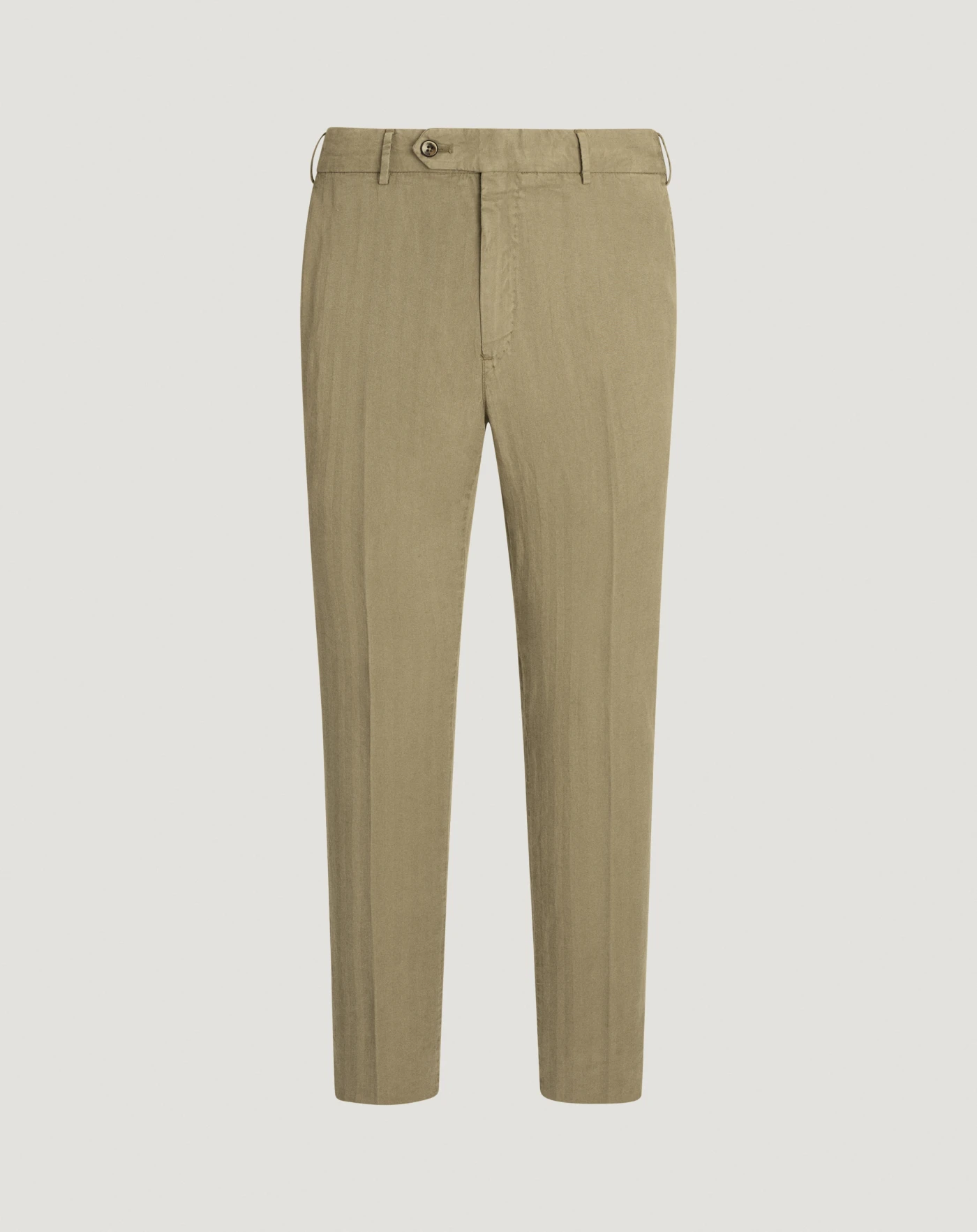 Slim herringbone cotton and linen trousers