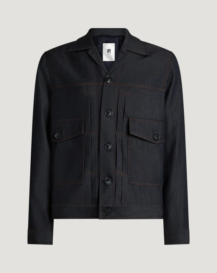 Trucker jacket in wool and cotton