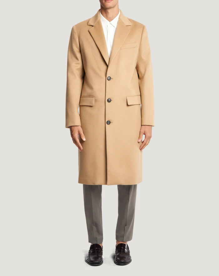Coat in wool and cashmere drap
