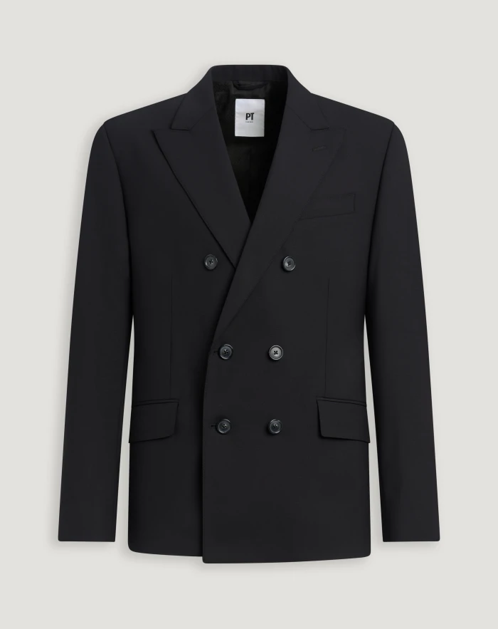 Double-breasted tropical wool jacket