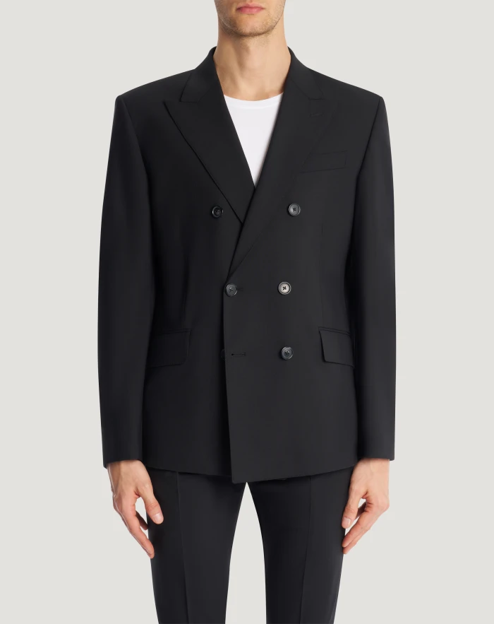 Double-breasted tropical wool jacket