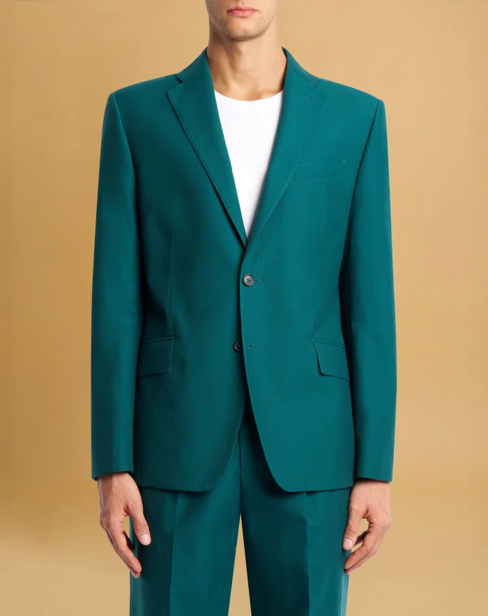 Single-breasted wool and cotton jacket