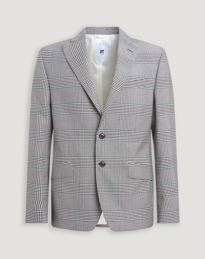 Giacca in lana e cotone check