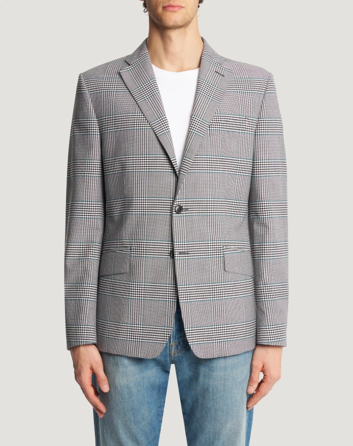 Giacca in lana e cotone check