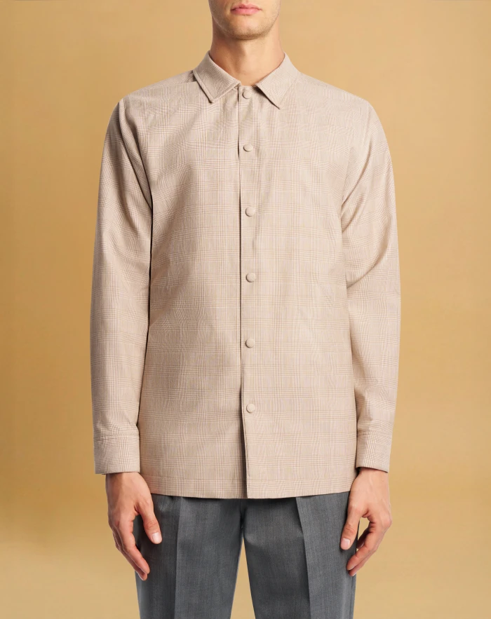 Jacket in checked wool and cotton