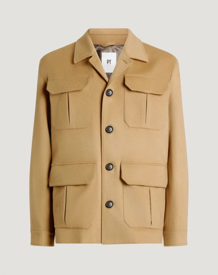 Jacket in wool and cashmere drap