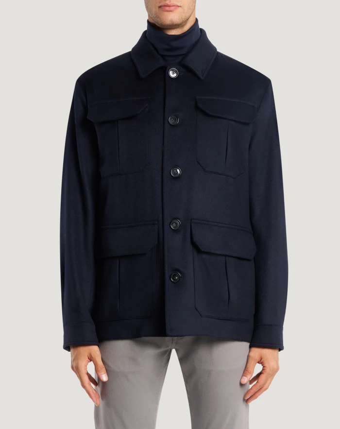 Jacket in wool and cashmere drap