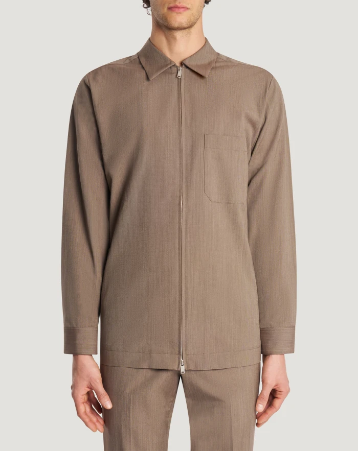 Jacket in wool and cotton