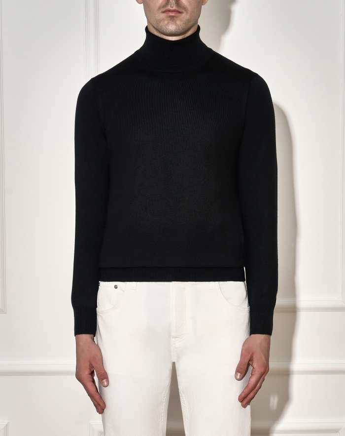 Polo-neck jumper in wool