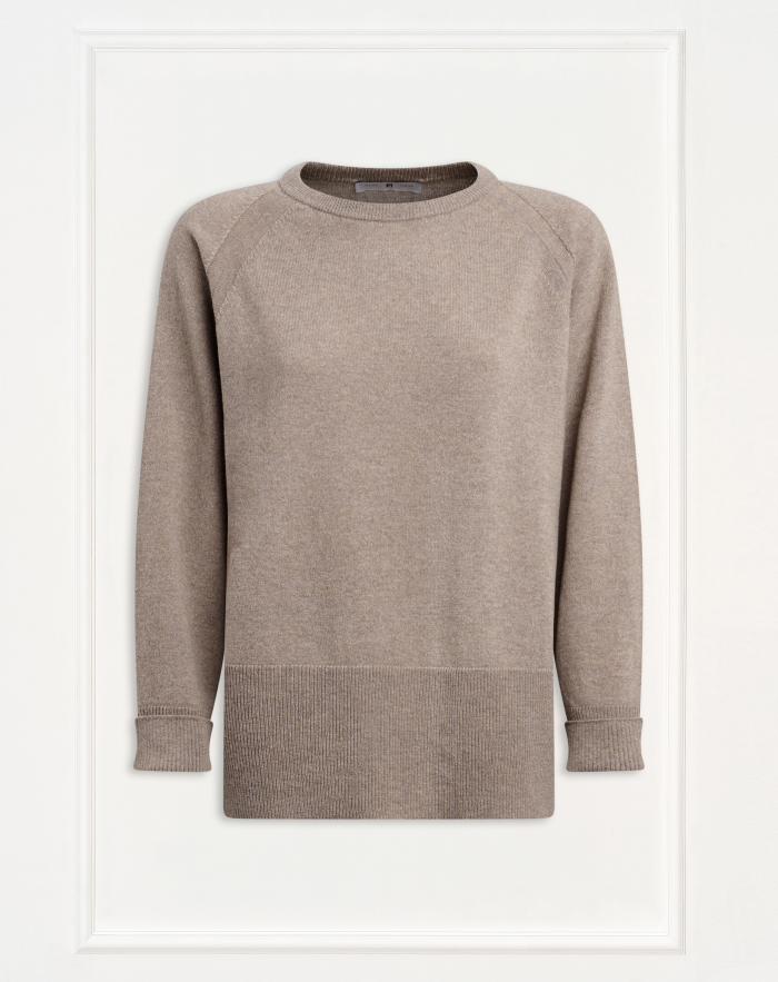Knitwear - FEDERICA Oversized Crewneck sweater, Raglan Fit, Side Slits
