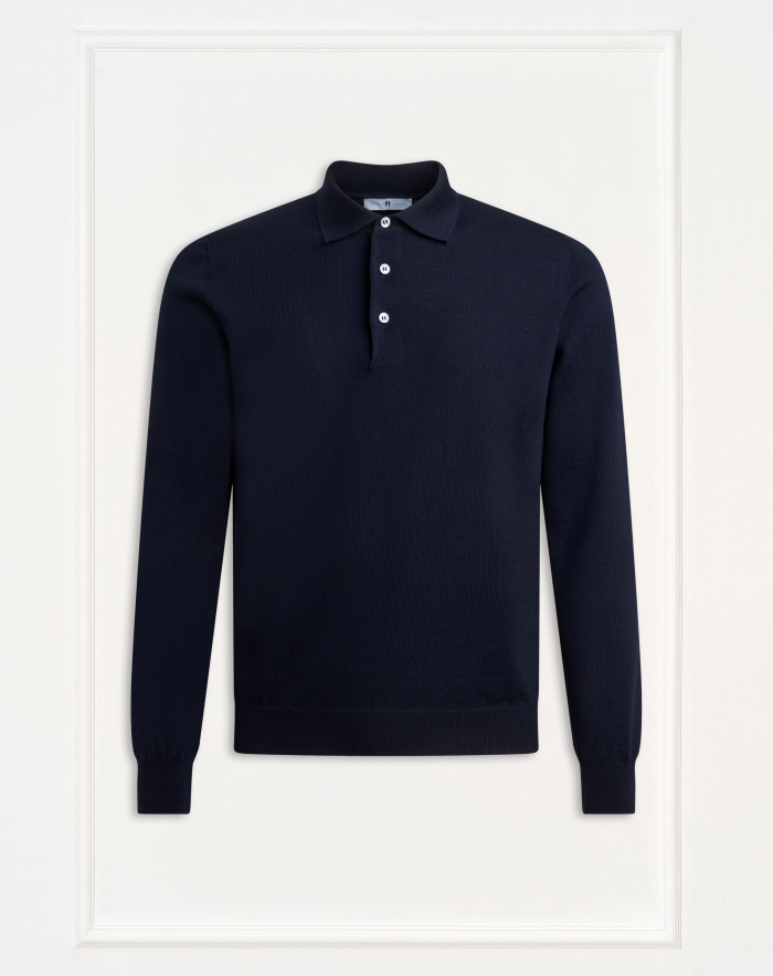 Jumper with polo collar in wool
