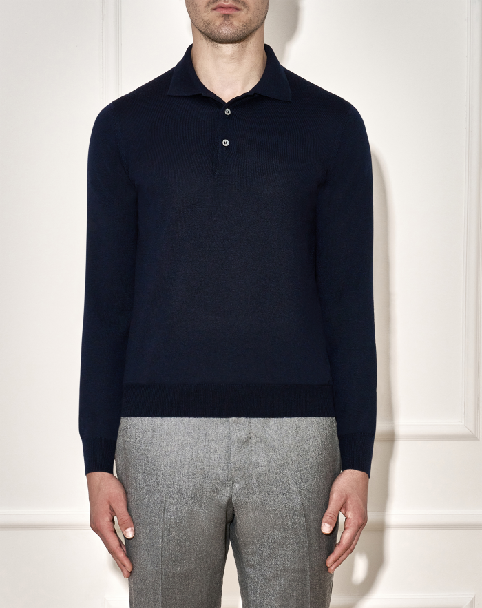 Jumper with polo collar in wool
