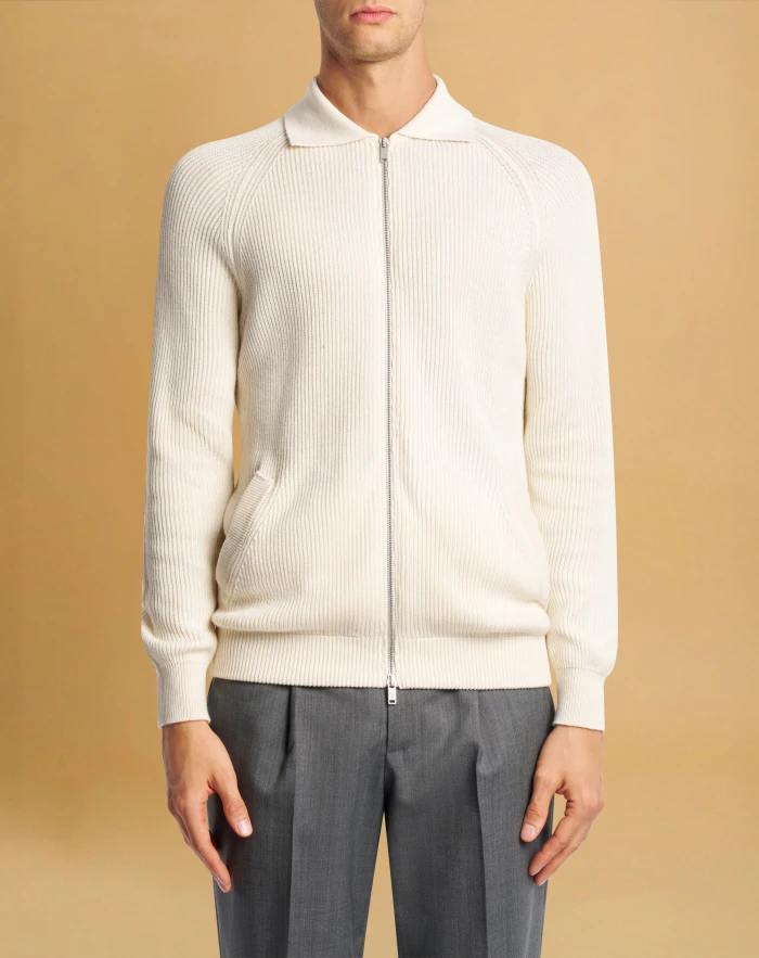 Bomber jacket in cotton and cashmere