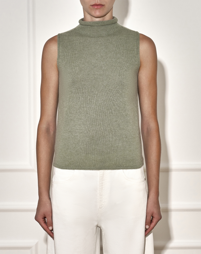 Knitwear - CHIARA Sleeveless Knit Top, High Neck