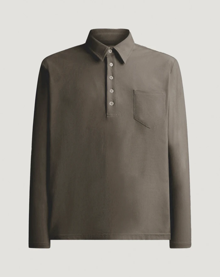 Polo neck jumper in cotton jersey and silk