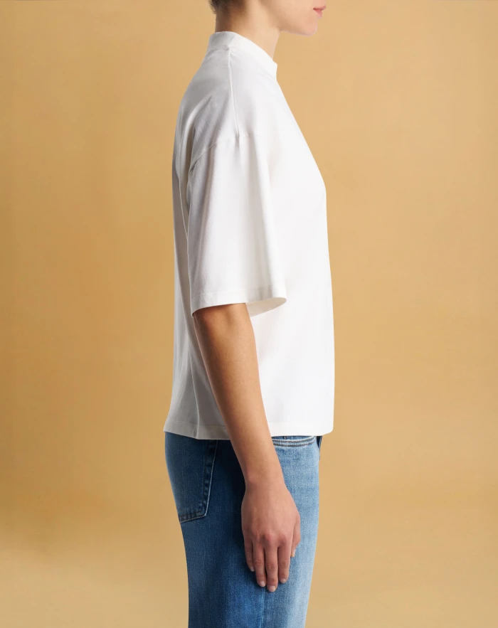 Carlotta T-shirt in cotton and silk jersey for women, white | PT 