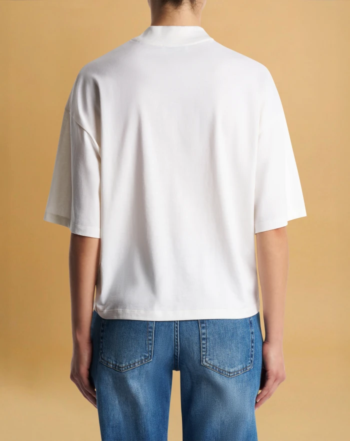 Carlotta T-shirt in cotton and silk jersey for women, white | PT 