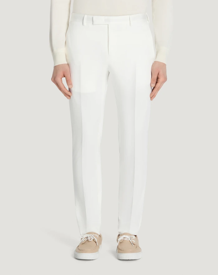 Pantaloni Dieci in satin stretch da uomo, bianco | PT Torino