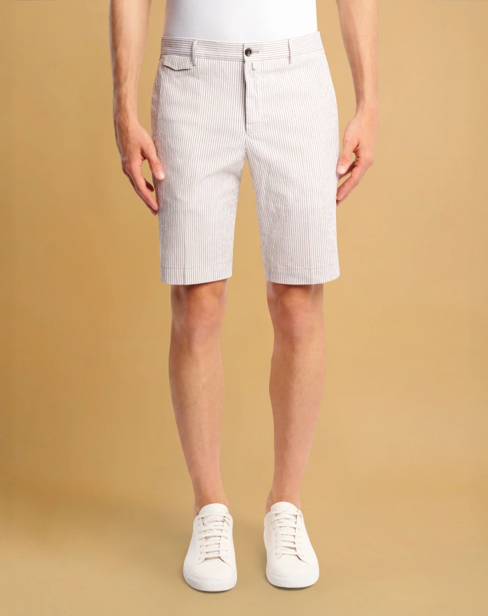 Bermuda shorts in cotton seersucker