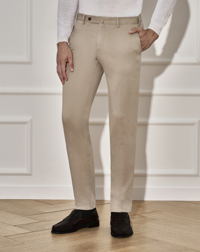 Super-slim trousers in stretch satin