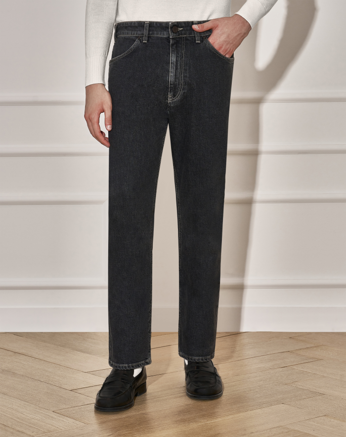 Band jeans in black stretch denim