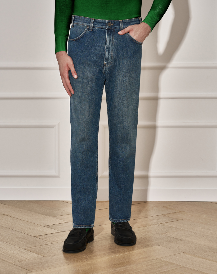 Band jeans in blue stretch denim