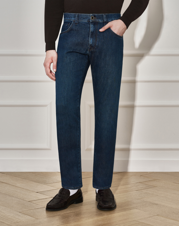 Breakbeat Zip jeans in stretch denim
