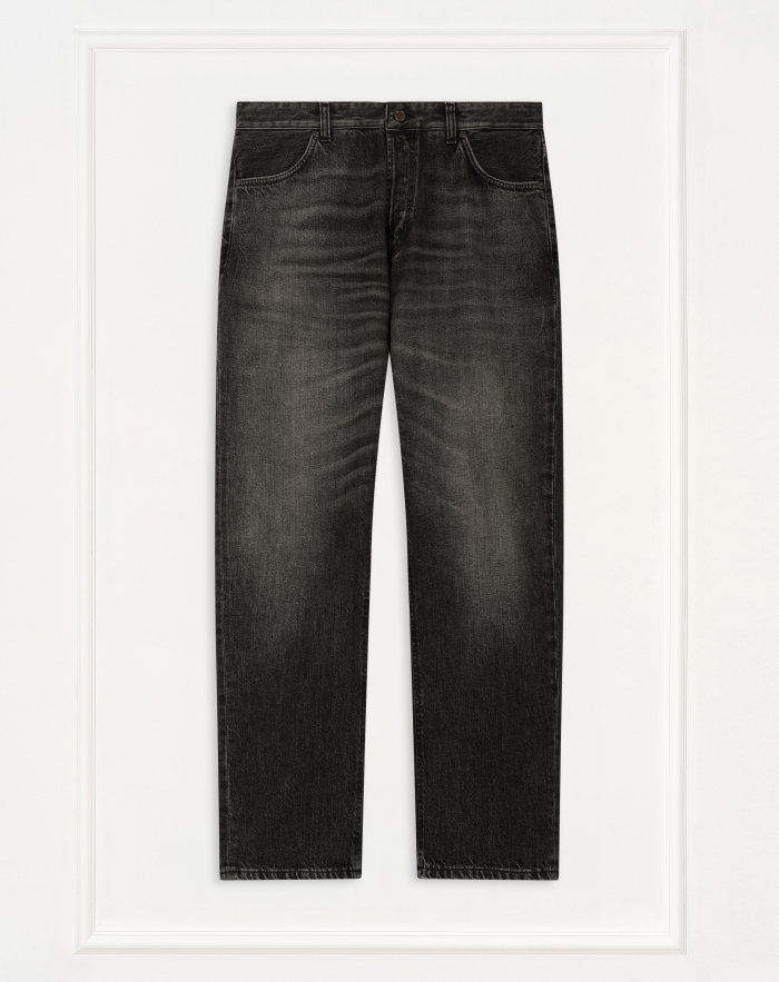 Barrel jeans in black rigid denim