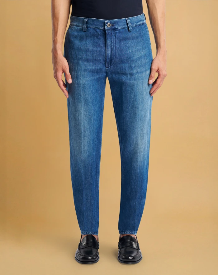 Reggae chino trousers in cotton and linen denim