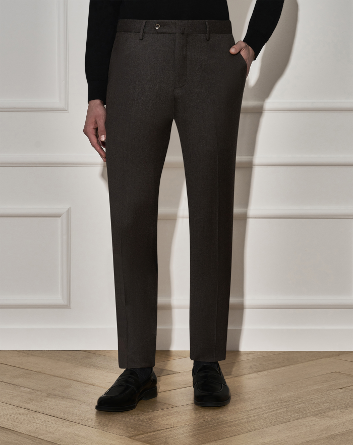 Slim trousers in wool flannel
