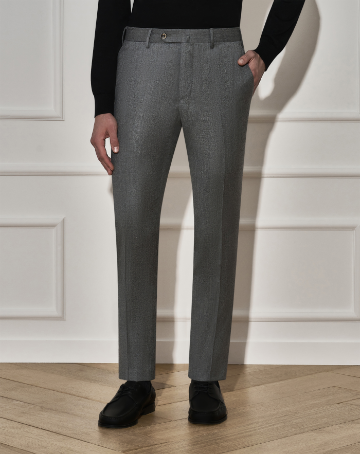 Slim trousers in wool and silk flannel