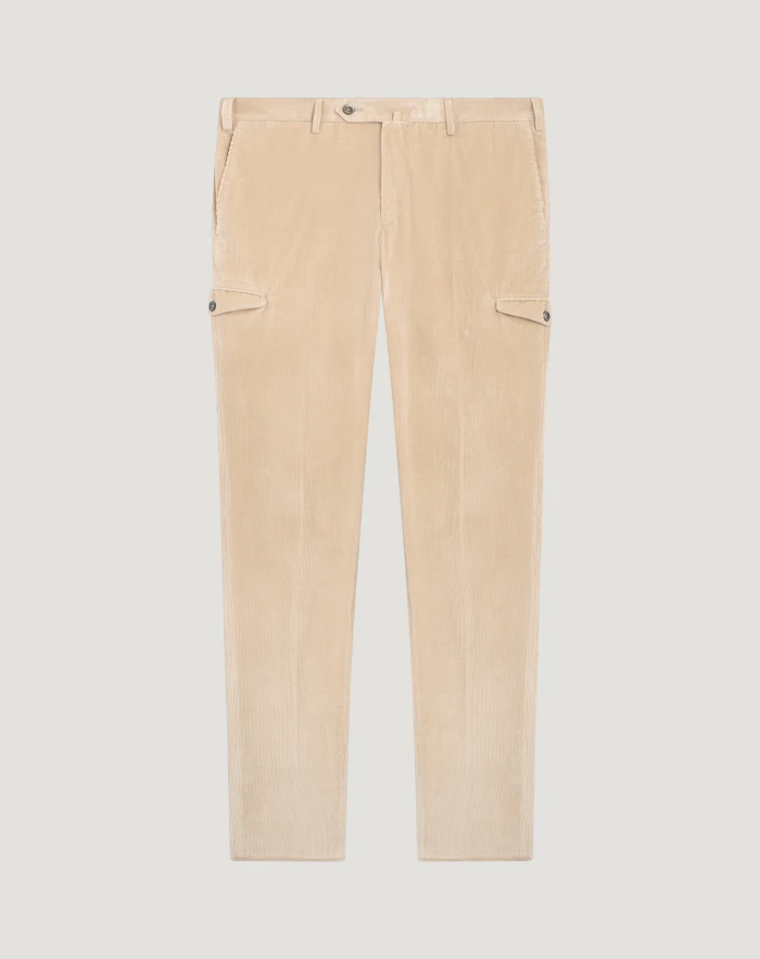 Slim clean cargo trousers in stretch velvet