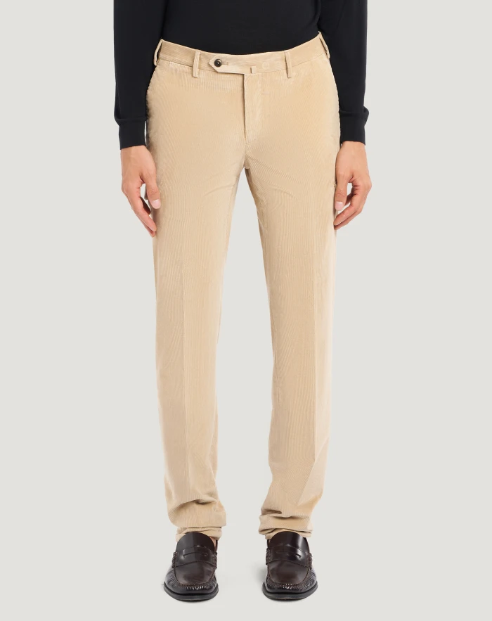 Slim clean cargo trousers in stretch velvet