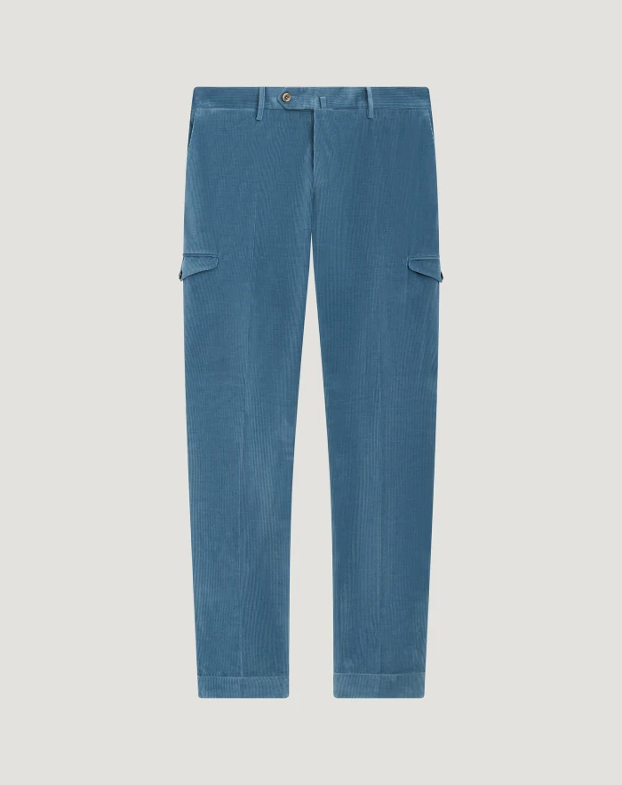 Slim clean cargo trousers in stretch velvet