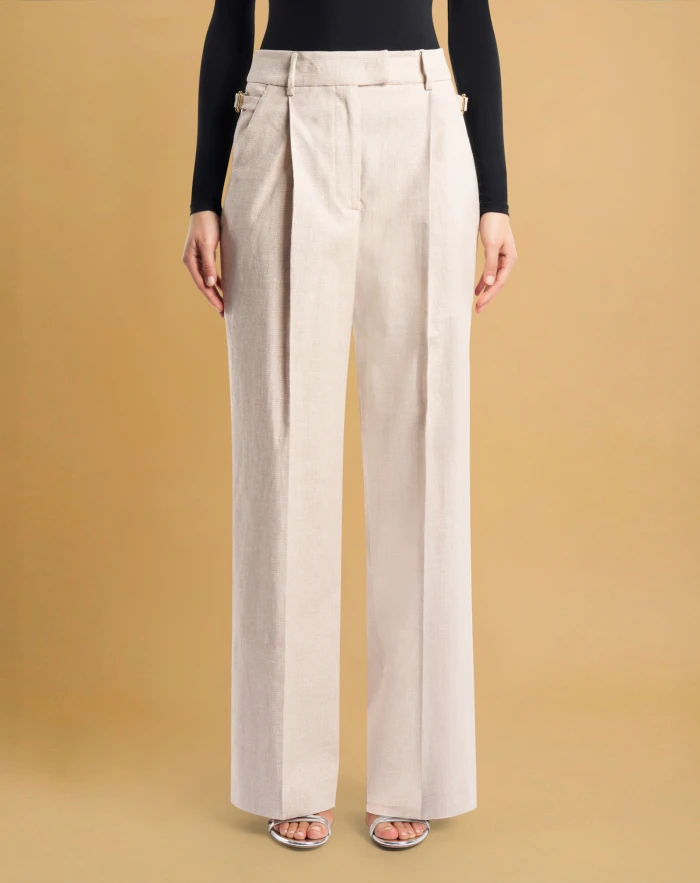 Isabel trousers in stretch linen and cotton