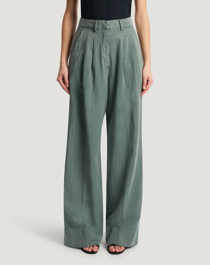 Pantaloni Frankie in cotone e lino