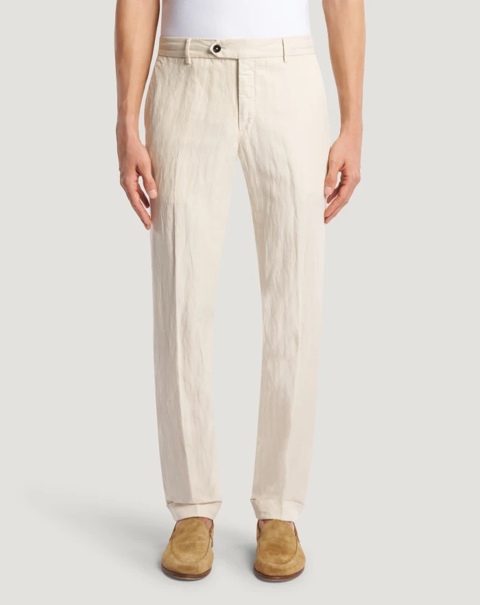 Slim trousers in cotton and linen
