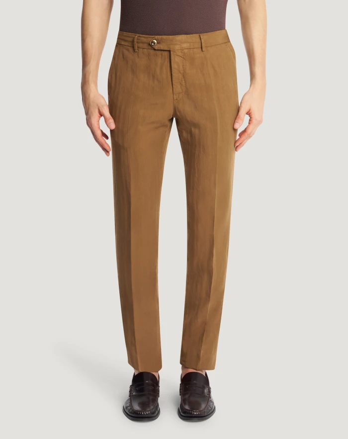 Slim trousers in cotton and linen