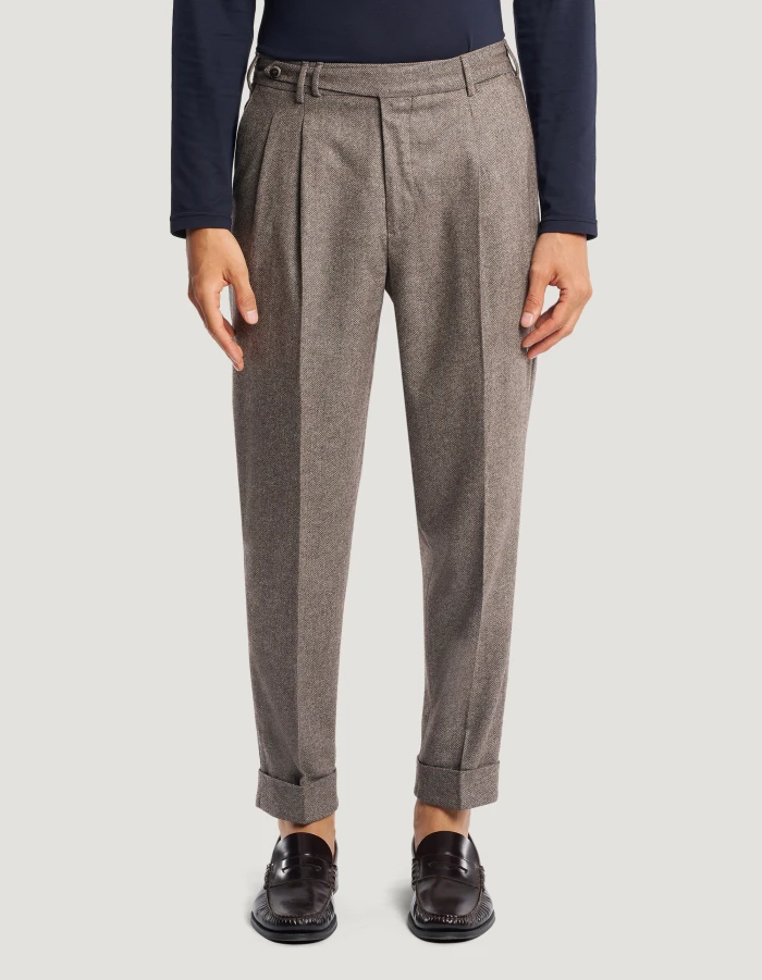Carrot-fit trousers in flannel