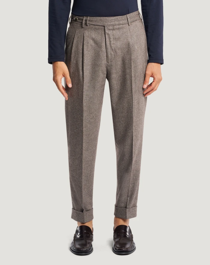 Carrot-fit trousers in flannel